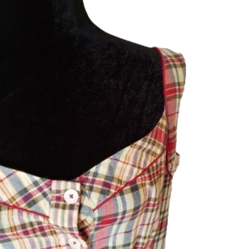 Tommy Hilfiger | Plaid button down pleated tank L - Picture 9 of 11